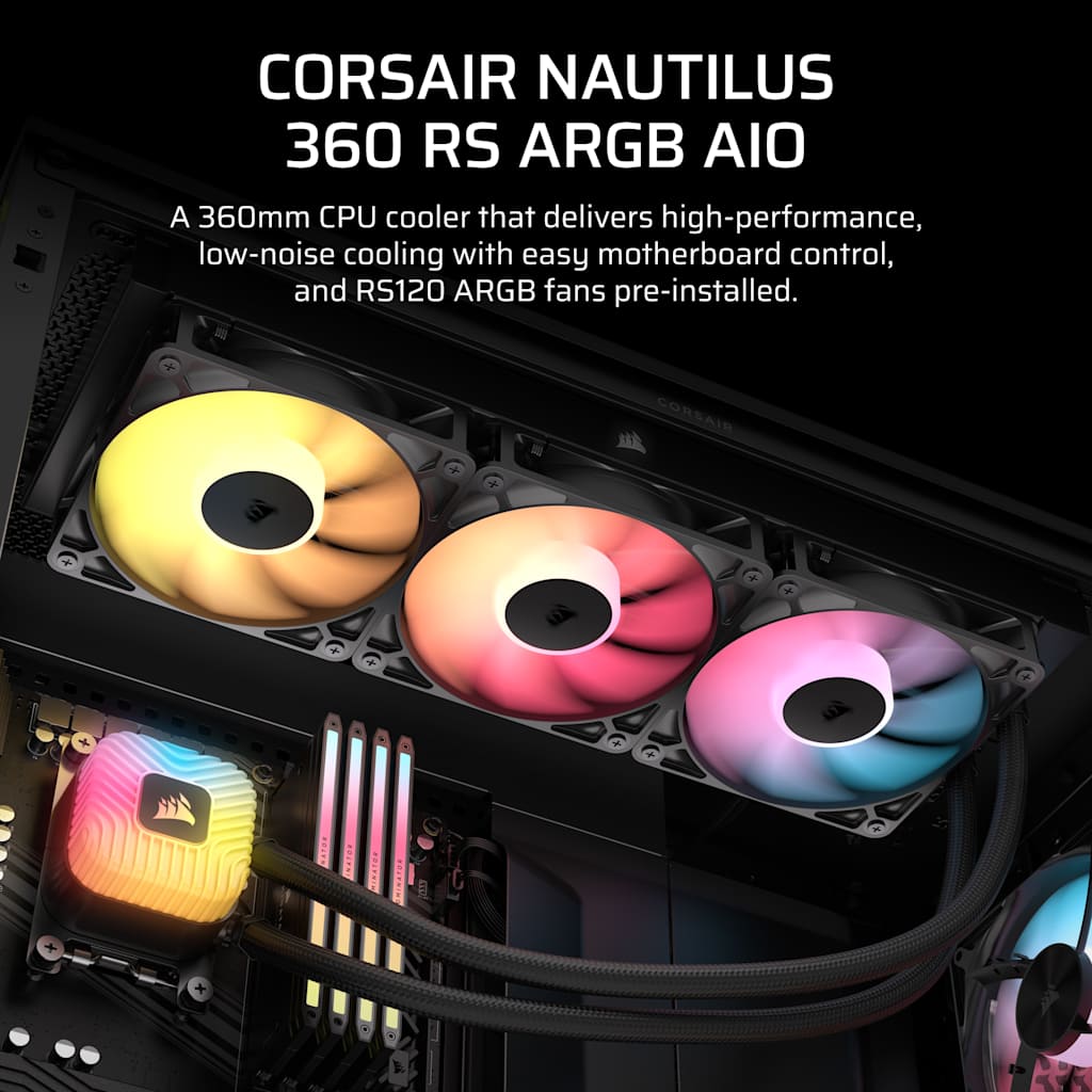 Corsair NAUTILUS 360 RS ARGB AIO Liquid CPU Cooler thumbnail 2