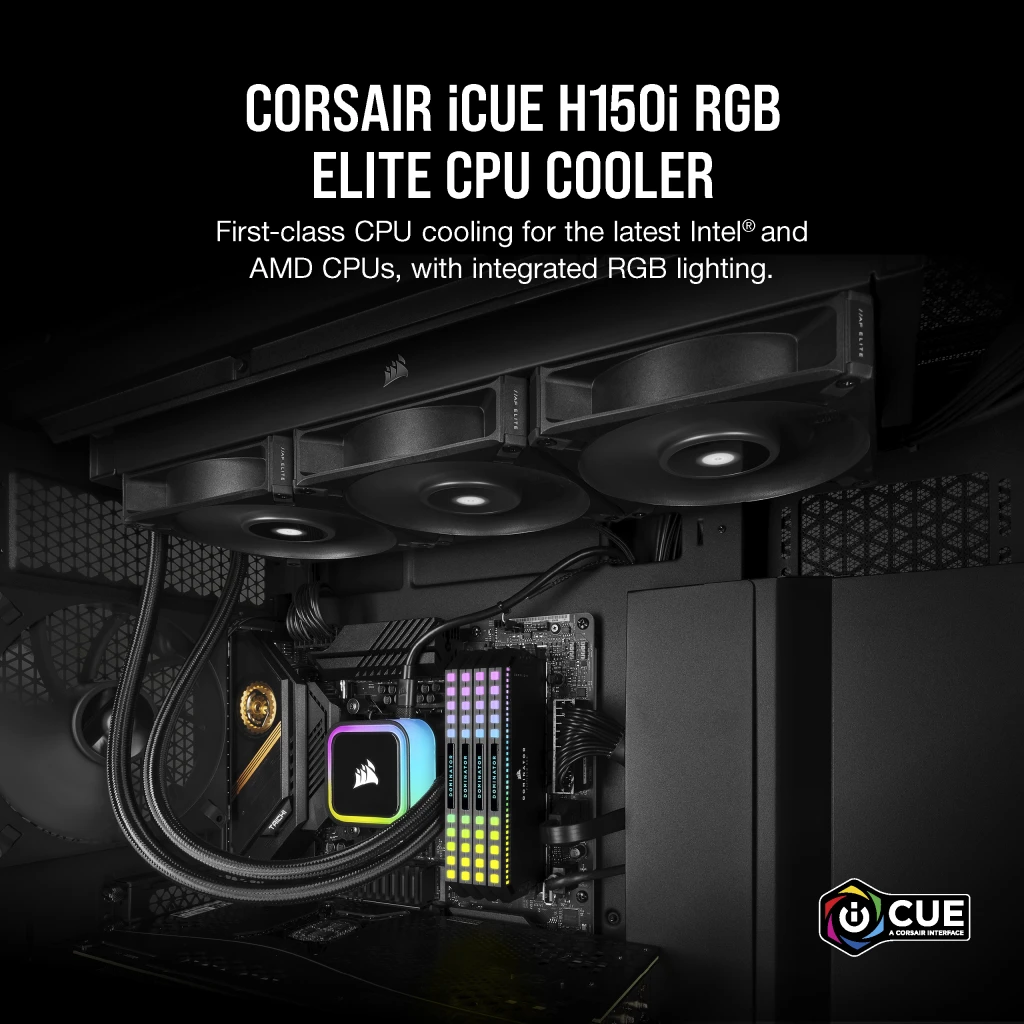Corsair iCUE H150i RGB PRO XT CPU-Flüssigkeitskühlung Schwarz