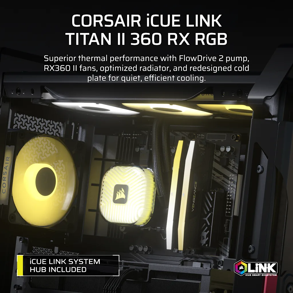 Corsair iCUE LINK TITAN II 360 RX RGB AIO Liquid CPU Cooler thumbnail 2