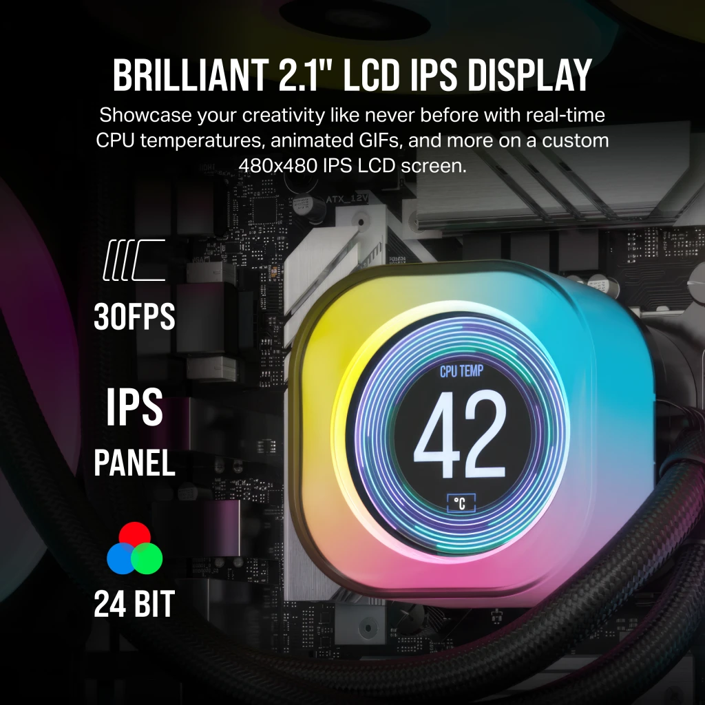 CORSAIR iCUE LINK H170i LCD Liquid CPU Cooler - QX140 RGB Fans