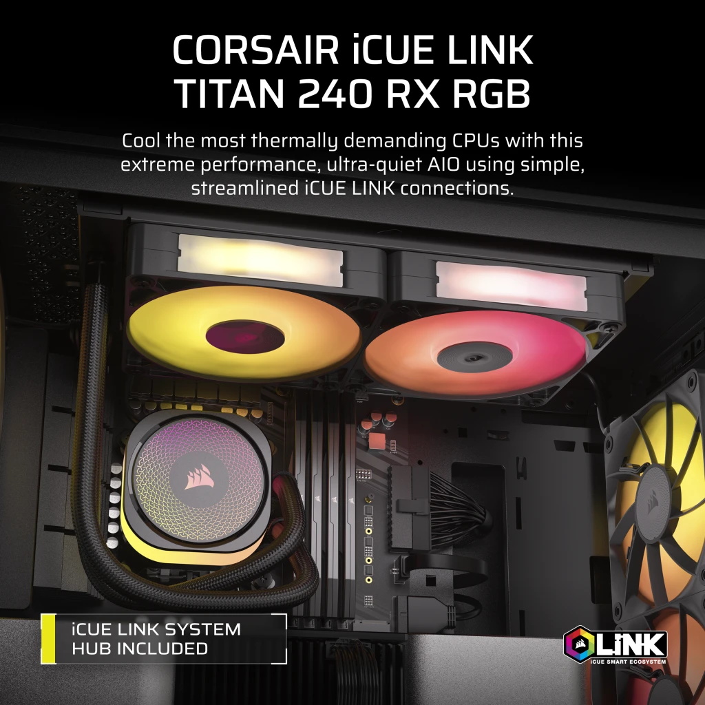100％本物保証！ 240 TITAN LINK iCUE RX Cooler CPU Liquid AIO RGB PC用ファン・クーラー