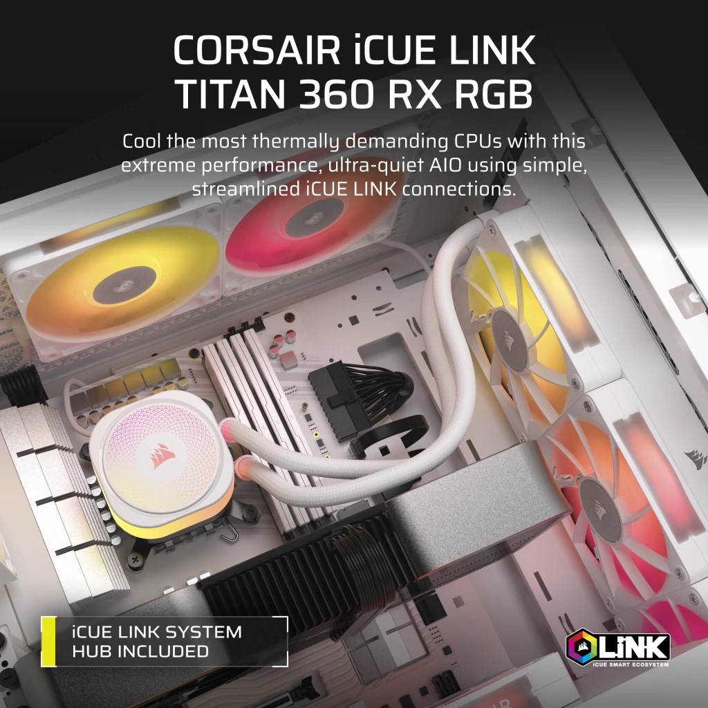 iCUE LINK TITAN 360 RX RGB AIO Liquid CPU Cooler - White