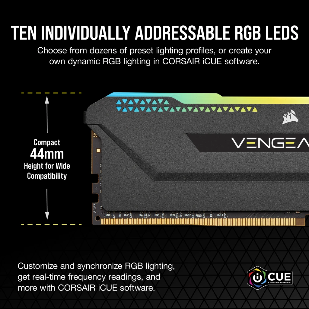 Corsair VENGEANCE RGB PRO SL 16GB (2x8GB) DDR4 3200 (PC4-25600) C16 Desktop  Memory – Svart