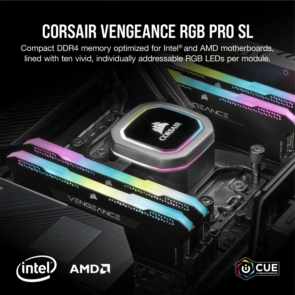 VENGEANCE RGB PRO SL 32GB (2x16GB) DDR4 DRAM 3200MHz C16 Memory Kit – Black