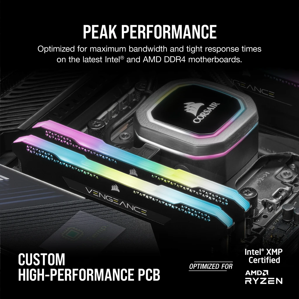 VENGEANCE RGB PRO SL 32GB (2x16GB) DDR4 DRAM 3200MHz C16 Memory Kit – Black