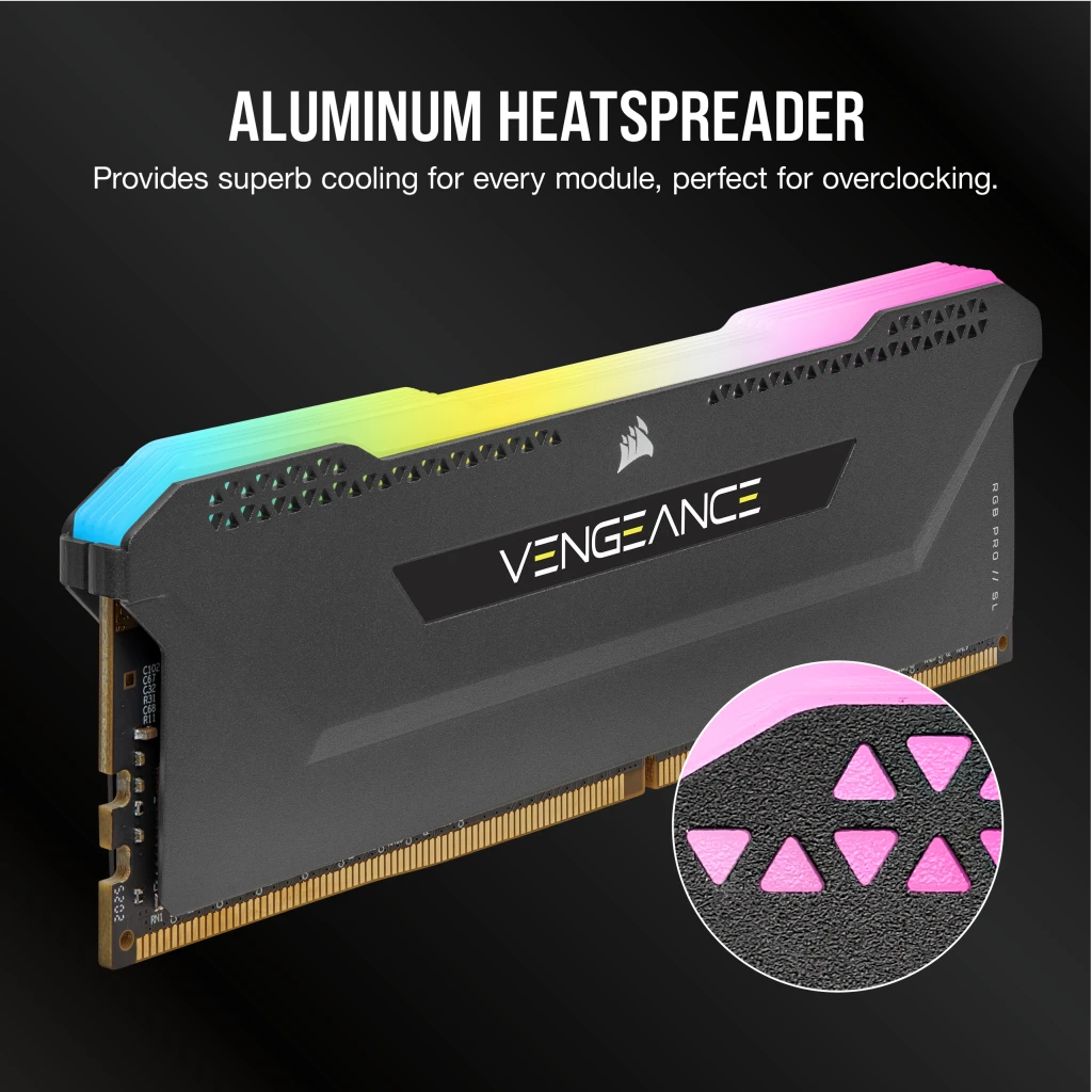 Kit de memoire VENGEANCE RGB PRO SL 32 GO 4 x 8 GO DDR4 DRAM 3 200 MHz C16 Noir