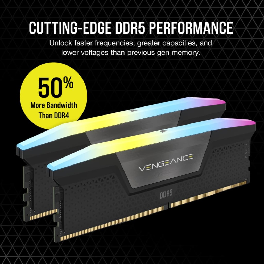 VENGEANCE® RGB 48GB (2x24GB) DDR5 DRAM 5200MHz C38 Memory Kit — Black