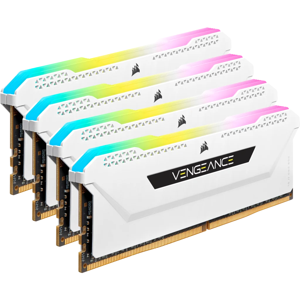 VENGEANCE RGB PRO SL 64GB (4 x 16GB) DDR4 DRAM 3200MHz C16 Memory Kit –  White