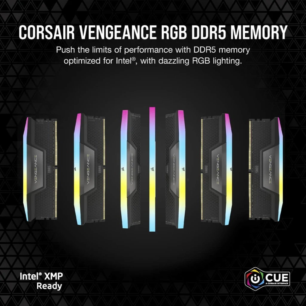 Kit De RAM Corsair Vengeance RGB 64 Go (4x16 Go) DDR4 3733 MHz - Noir, Timing C17, XMP 2.0