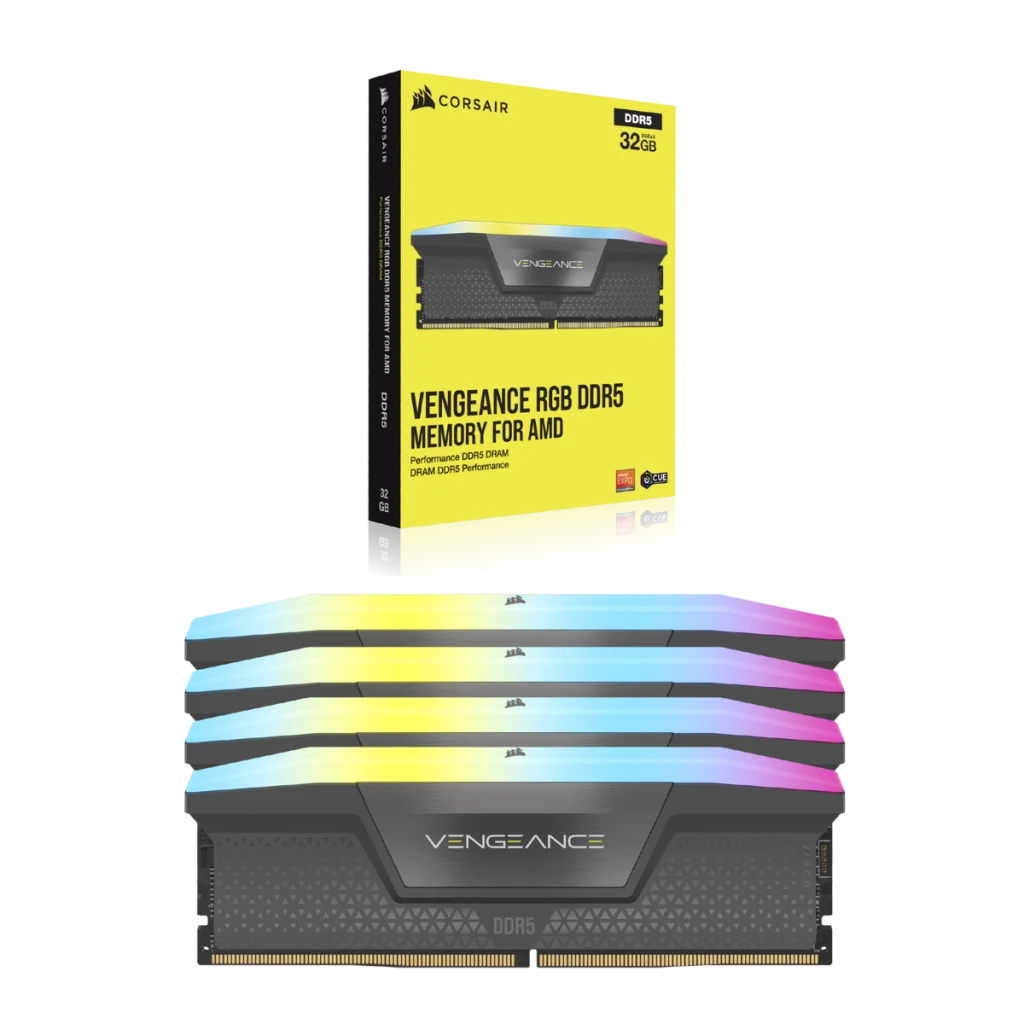 VENGEANCE® RGB 64GB (4x16GB) DDR5 DRAM 5600MT/s C36 AMD EXPO VENGEANCE® RGB 64GB (4x16GB) DDR5 DRAM 5600MT/s C36 AMD EXPO