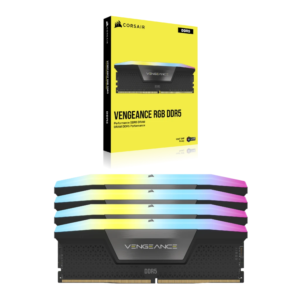 VENGEANCE® RGB 64GB (4x16GB) DDR5 DRAM 6400MHz C32 Memory Kit — Black