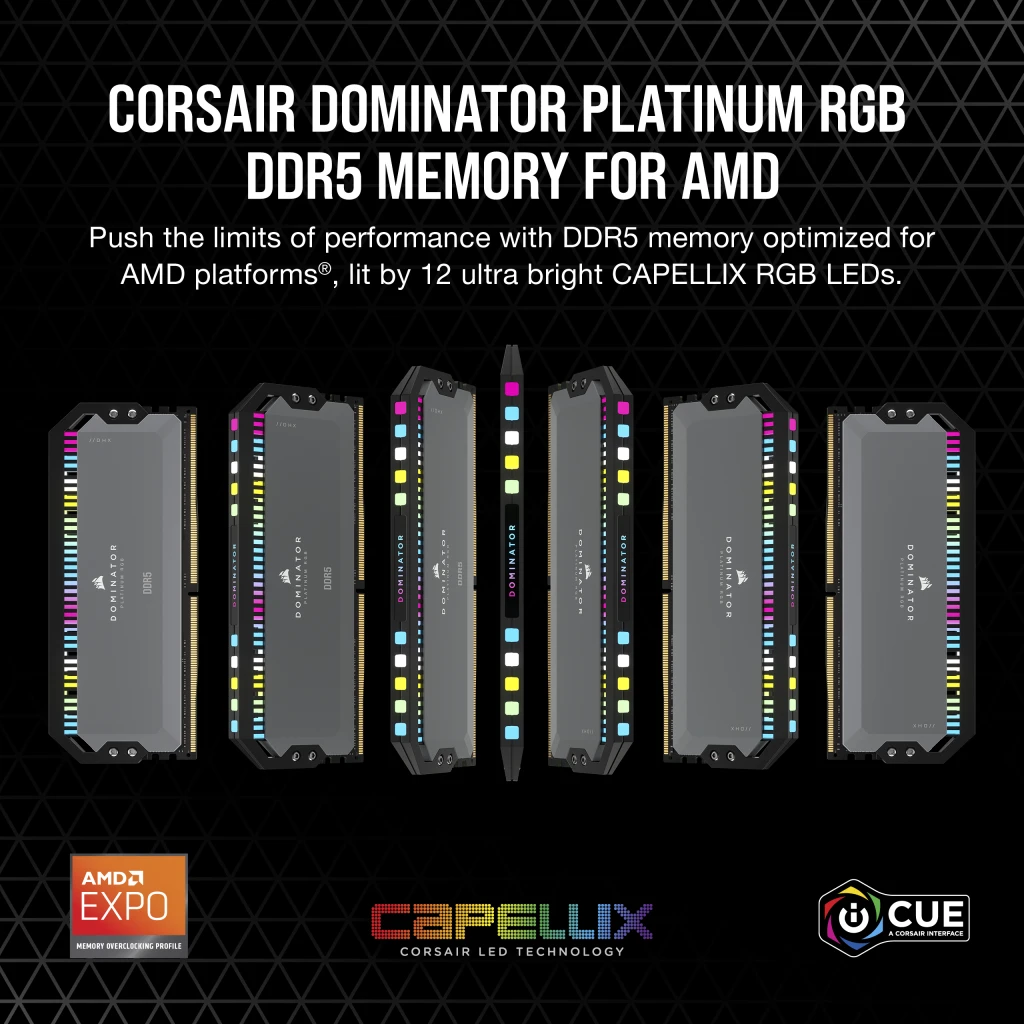 AMD 用 DOMINATOR PLATINUM RGB 32GB (2x16GB) DDR5 DRAM 6000MHz C36 メモリキット