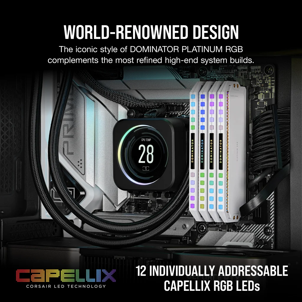 DOMINATOR® PLATINUM RGB 64GB (4x16GB) DDR5 DRAM 5200MHz C38 Memory