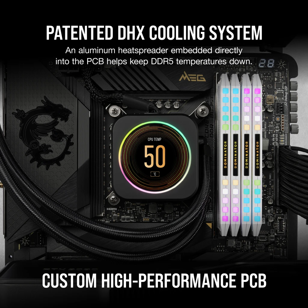 DOMINATOR® PLATINUM RGB 64GB (4x16GB) DDR5 DRAM 5200MHz C38 Memory