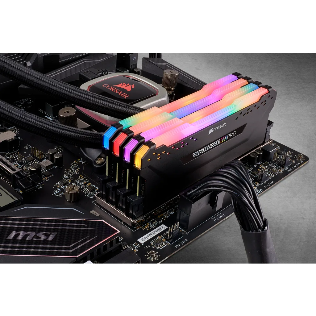 VENGEANCE RGB PRO 32GB 4 x 8GB DDR4 DRAM 2666MHz C16 Memory Kit Black
