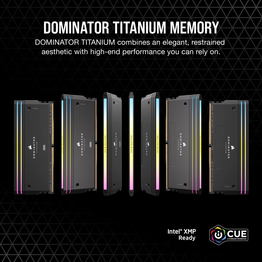 DOMINATOR® TITANIUM RGB 64GB (2x32GB) DDR5 DRAM 6000MT/s CL30 Intel XMP Memory Kit — Black