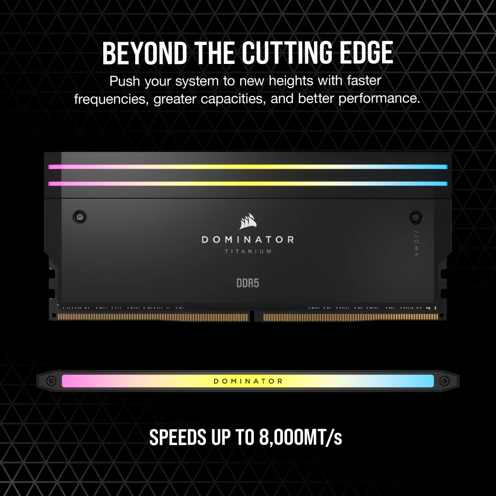 DOMINATOR® TITANIUM RGB 64GB (2x32GB) DDR5 DRAM 6000MT/s CL30 Intel XMP Memory Kit — Black