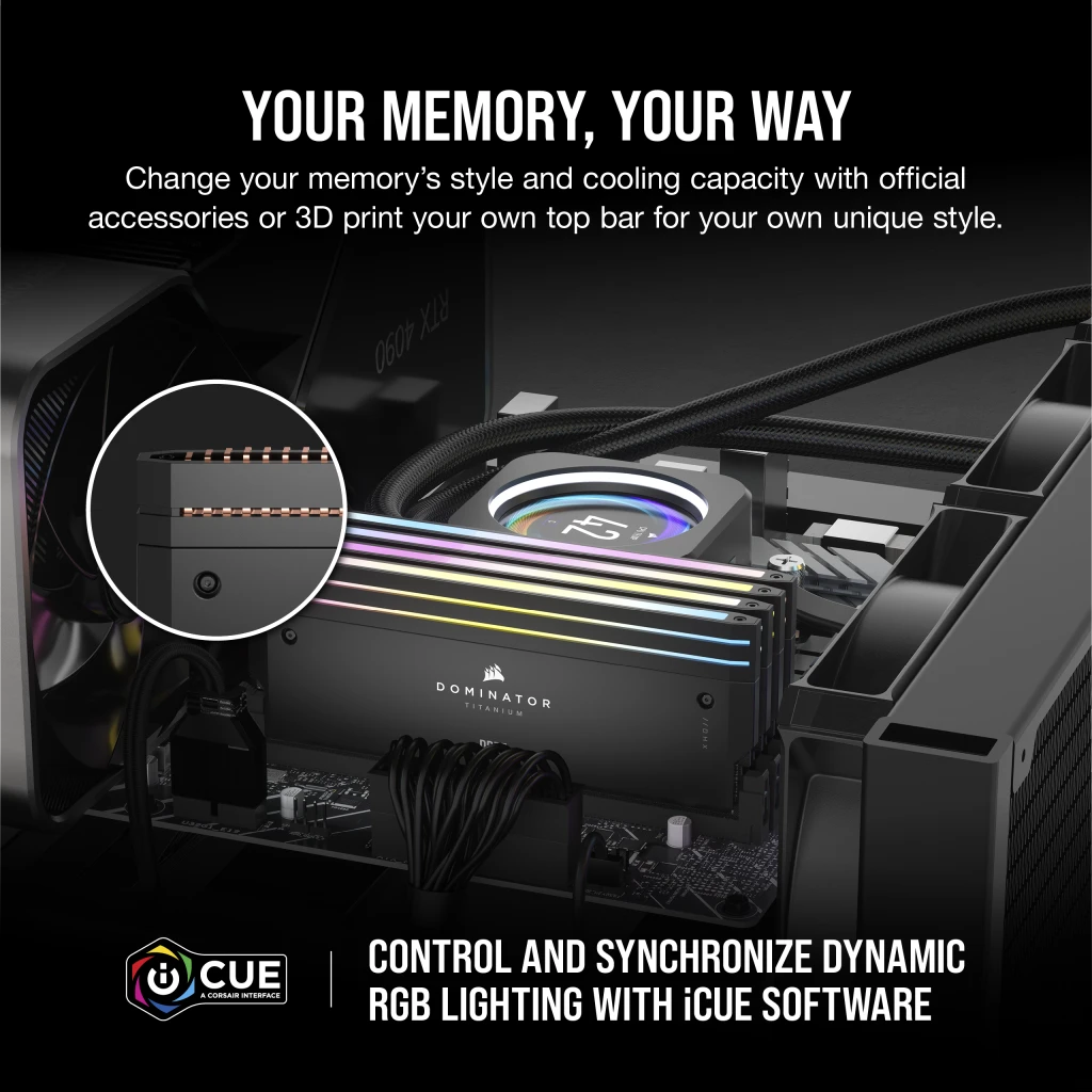 DOMINATOR® TITANIUM RGB 64GB (2x32GB) DDR5 DRAM 6000MT/s CL30 Intel XMP Memory Kit — Black