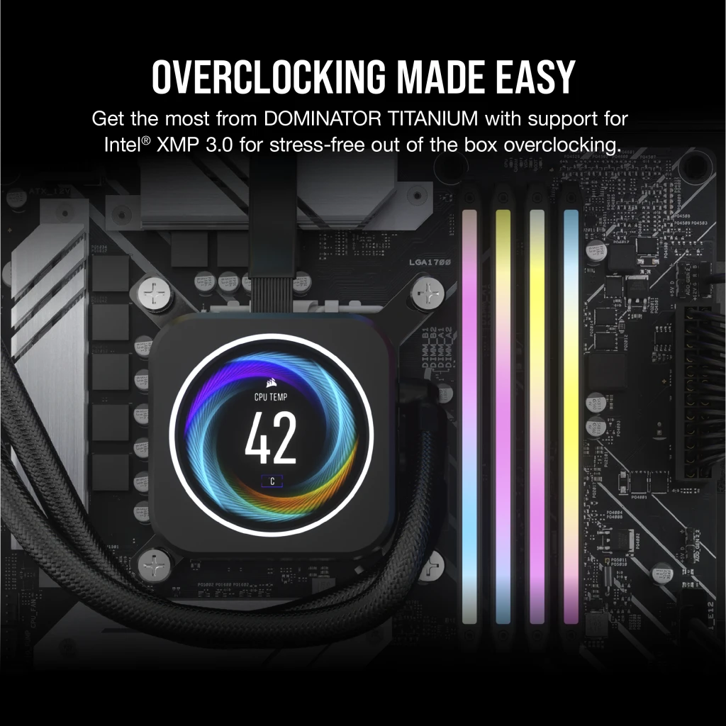 DOMINATOR® TITANIUM RGB 64GB (2x32GB) DDR5 DRAM 6000MT/s CL30 Intel XMP Memory Kit — Black