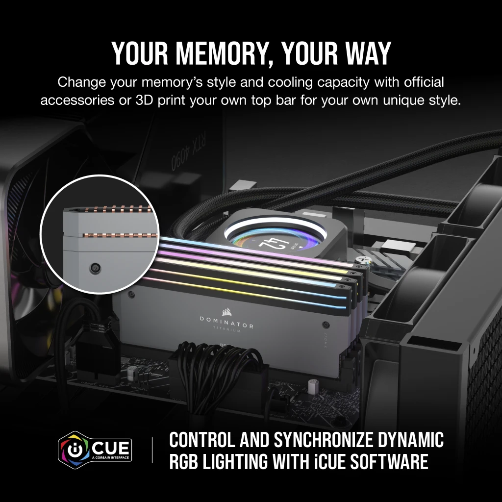 DOMINATOR® TITANIUM RGB 64GB (2x32GB) DDR5 DRAM 6000MT/s CL30 AMD EXPO & Intel XMP Memory Kit — Grey