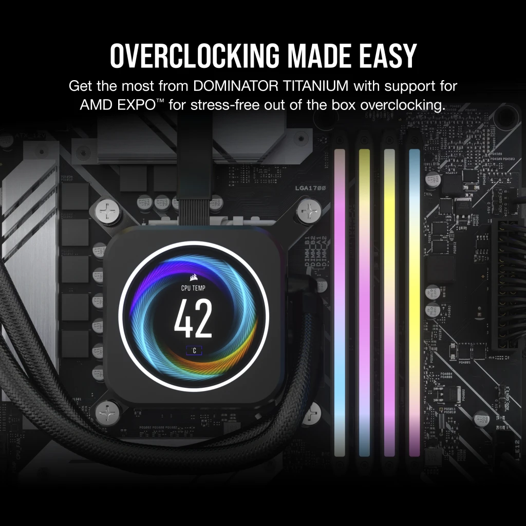 DOMINATOR® TITANIUM RGB 64GB (2x32GB) DDR5 DRAM 6000MT/s CL30 AMD EXPO & Intel XMP Memory Kit — Grey