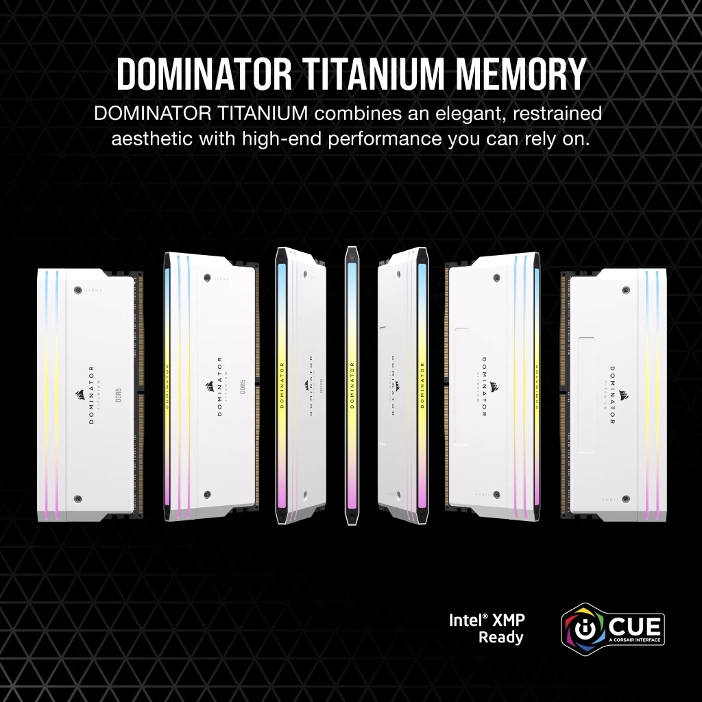 Corsair DOMINATOR TITANIUM RGB 64GB (4x16GB) DDR5 DRAM Up To 6000MT/s CL36 Intel XMP Memory Kit - White thumbnail 2