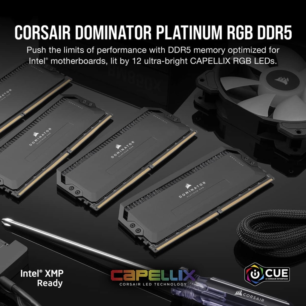 DOMINATOR® PLATINUM RGB 64GB (2x32GB) DDR5 DRAM 5600MT/s CL40 AMD EXPO &  Intel XMP Memory Kit — Black
