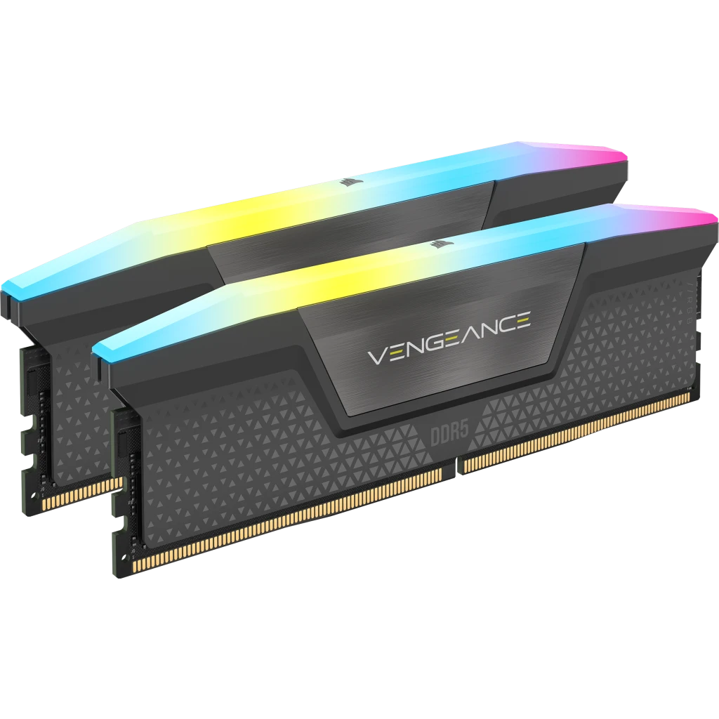 CORSAIR VENGEANCE RGB DDR5 RAM 32Go (2x16Go) 6000MHz CL30 AMD EXPO  Compatible iCUE Mémoire d'Ordinateur - Gris (CMH32GX5M2B6000Z30K)