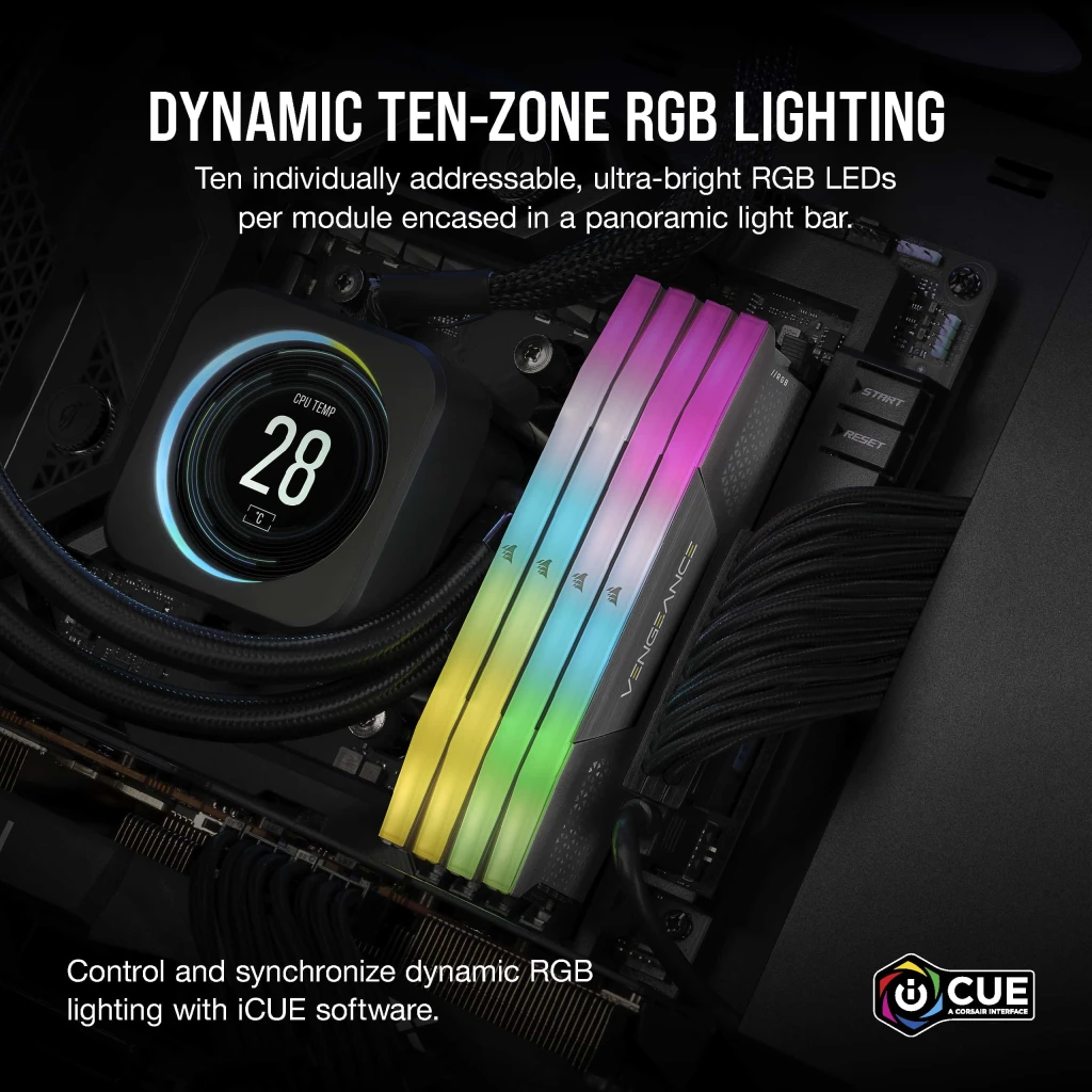 VENGEANCE® RGB 32GB (2x16GB) DDR5 DRAM 6000MT/s CL30 AMD EXPO & Intel XMP  Memory Kit