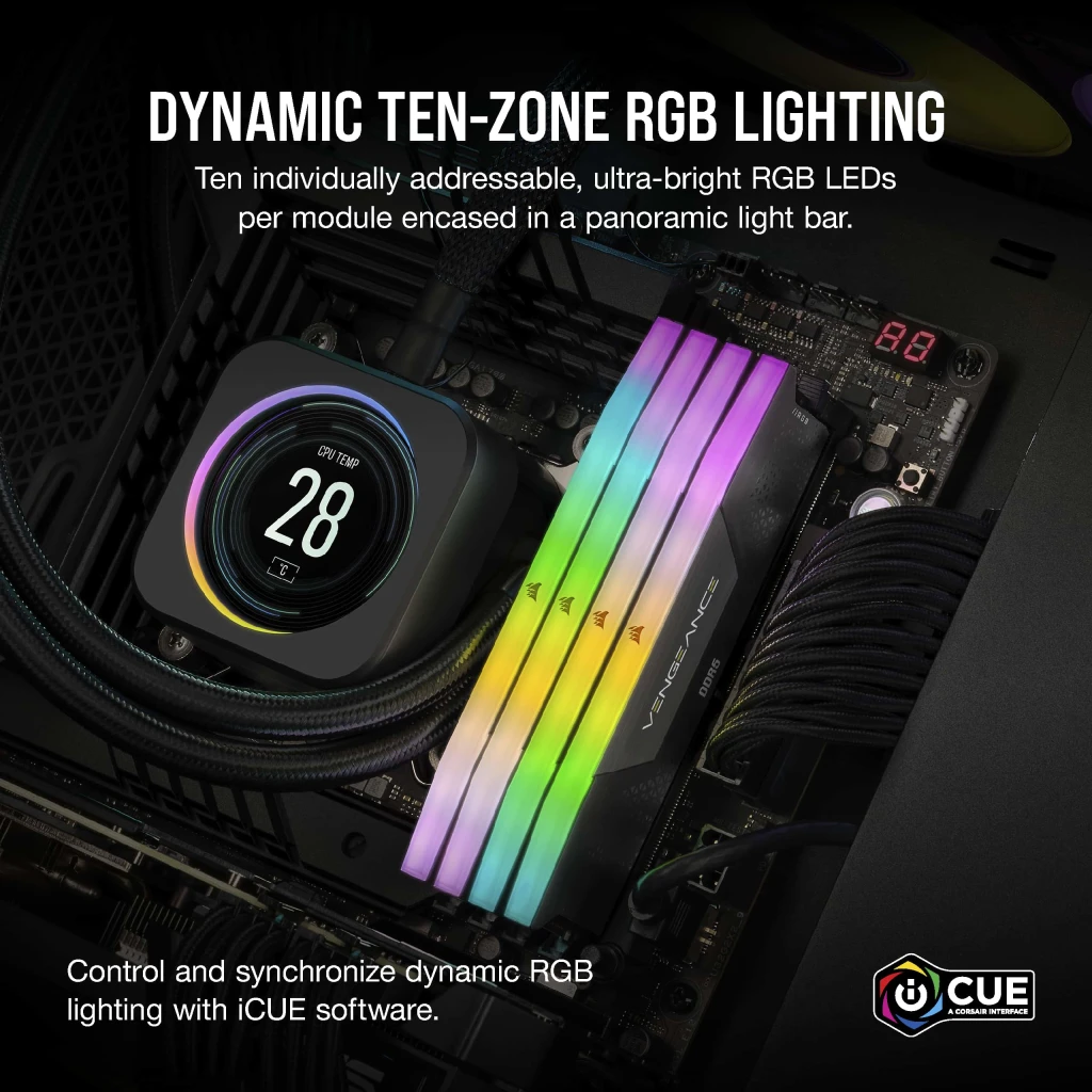 VENGEANCE® RGB 32GB (2x16GB) DDR5 DRAM 6000MT/s CL36 Memory Kit — Black