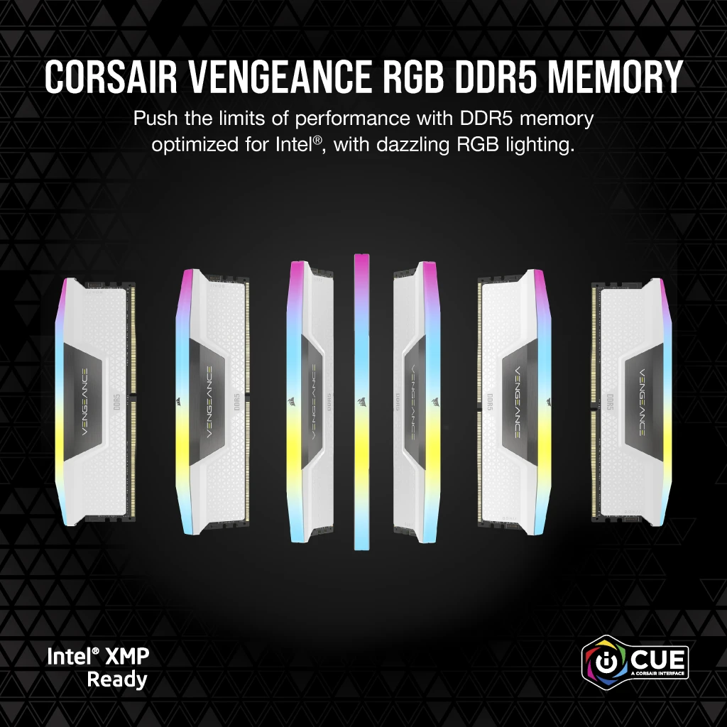 VENGEANCE® RGB 64GB (2x32GB) DDR5 DRAM 6000MT/s CL30 Memory Kit — White