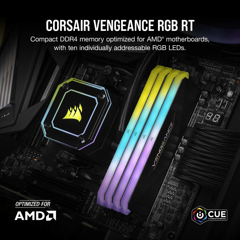 CORSAIR Mémoire Vengeance RGB RT 3600MHz 16GB (2x8GB) DIMM DDR4 LED for AMD  Ryzen (CMN16GX4M2Z3600C18W) - La Poste