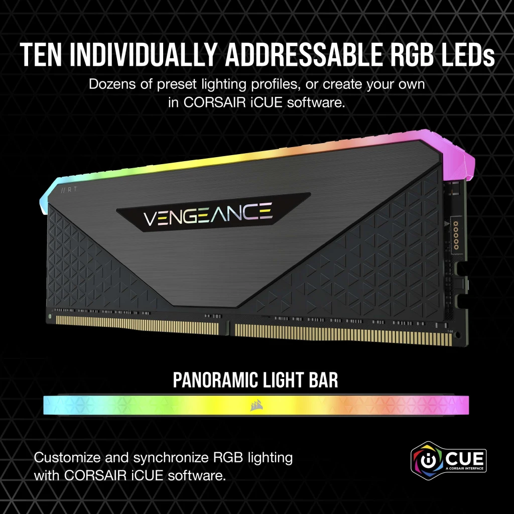 VENGEANCE® RGB RT 32GB (2 x 16GB) DDR4 DRAM 3600MHz C16 Memory Kit