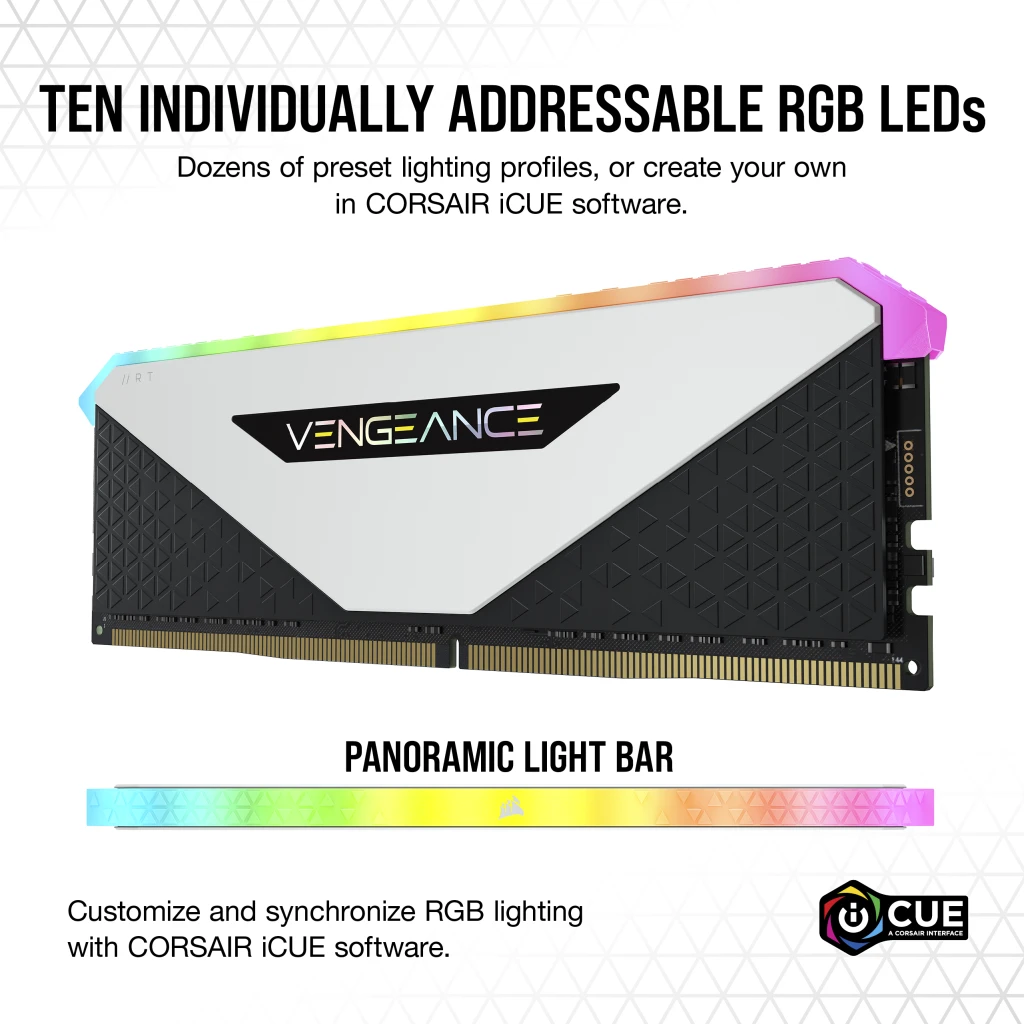Corsair Vengeance RGB RT 32Go (4x8Go) DDR4 3200MHz C16 Mémoire de Bureau  (Éclairage RGB Dynamique, Optimisé pour AMD 300/400/500 Series, Compatible