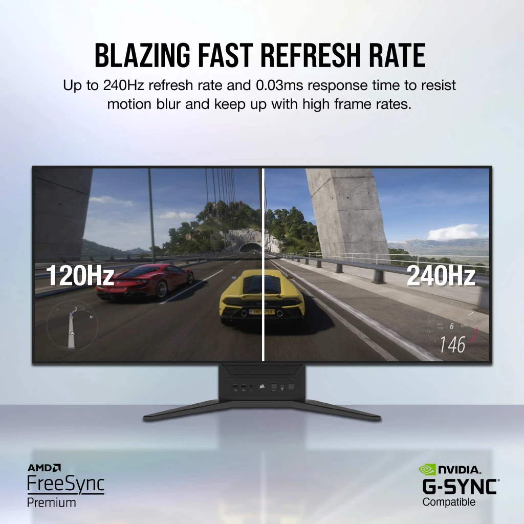 CORSAIR XENEON FLEX 45WQHD240 45-Inch Bendable Gaming Monitor, 3440 x 1440,  240Hz, 0.03ms GtG, HDR with 1000nit Peak Brightness, 1.5M:1 Contrast 