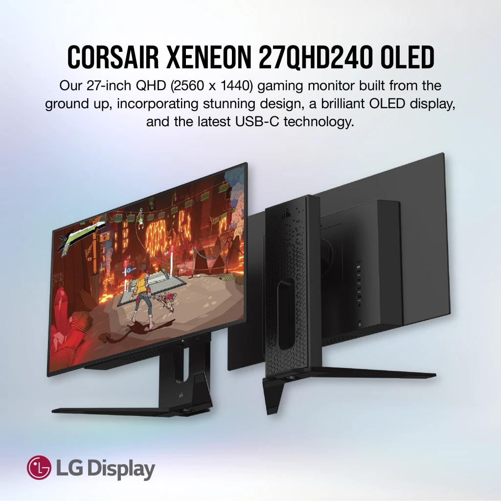Écran gaming 27 pouces CORSAIR XENEON 27QHD240 OLED, 2560 x 1440, 240 Hz,  GtG de 0,03 ms, HDR avec pic de luminosité de 1 000 nits, rapport de