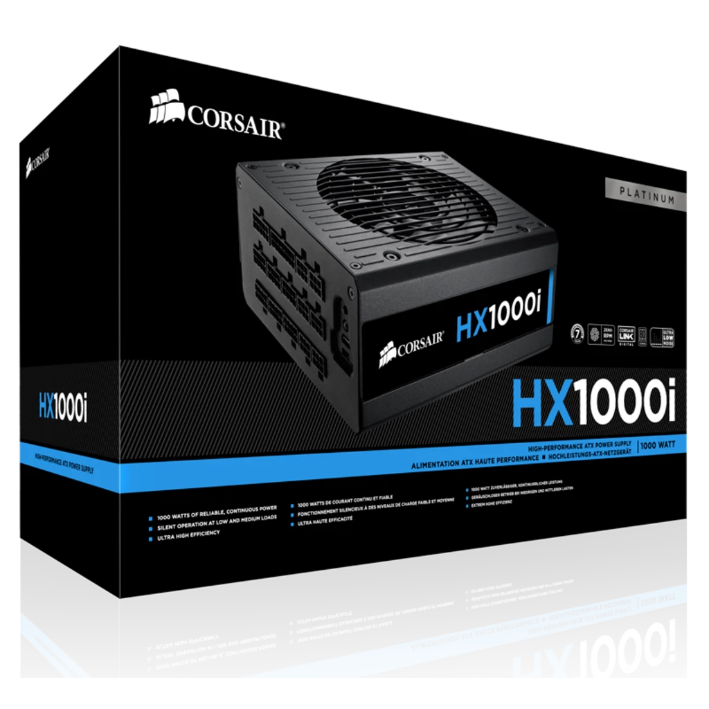 HXi Series™ HX1000i High-Performance ATX Power Supply — 1000 Watt 80 Plus®  PLATINUM Certified PSU