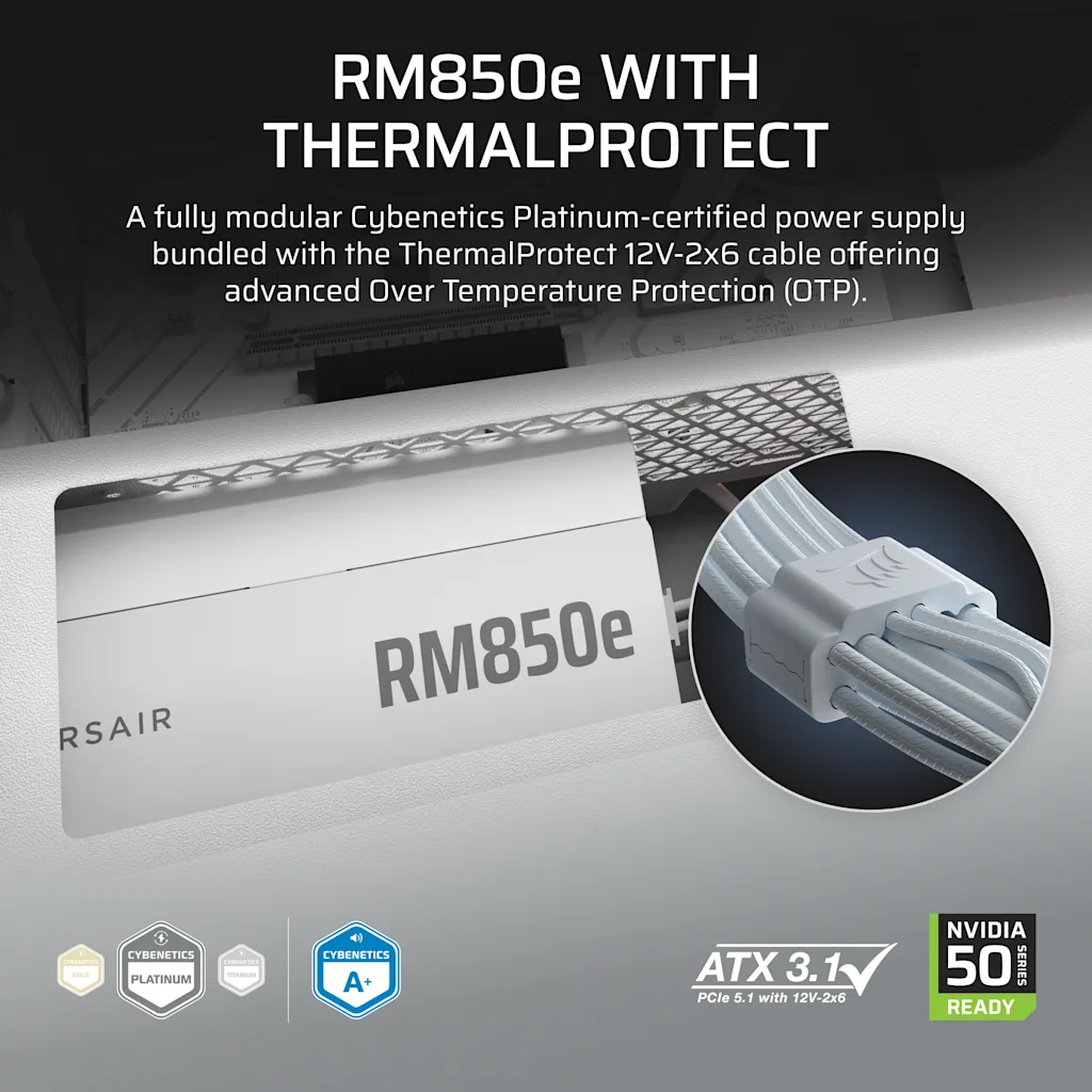 RM850e ATX 3.1 Low-Noise ATX Power Supply with ThermalProtect 12V