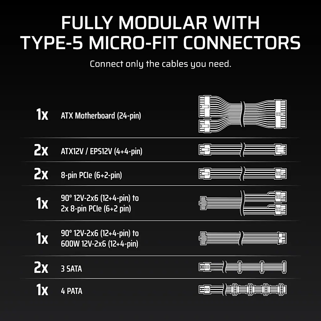 Corsair RM750x SHIFT Fully Modular ATX Power Supply (UK) thumbnail 8