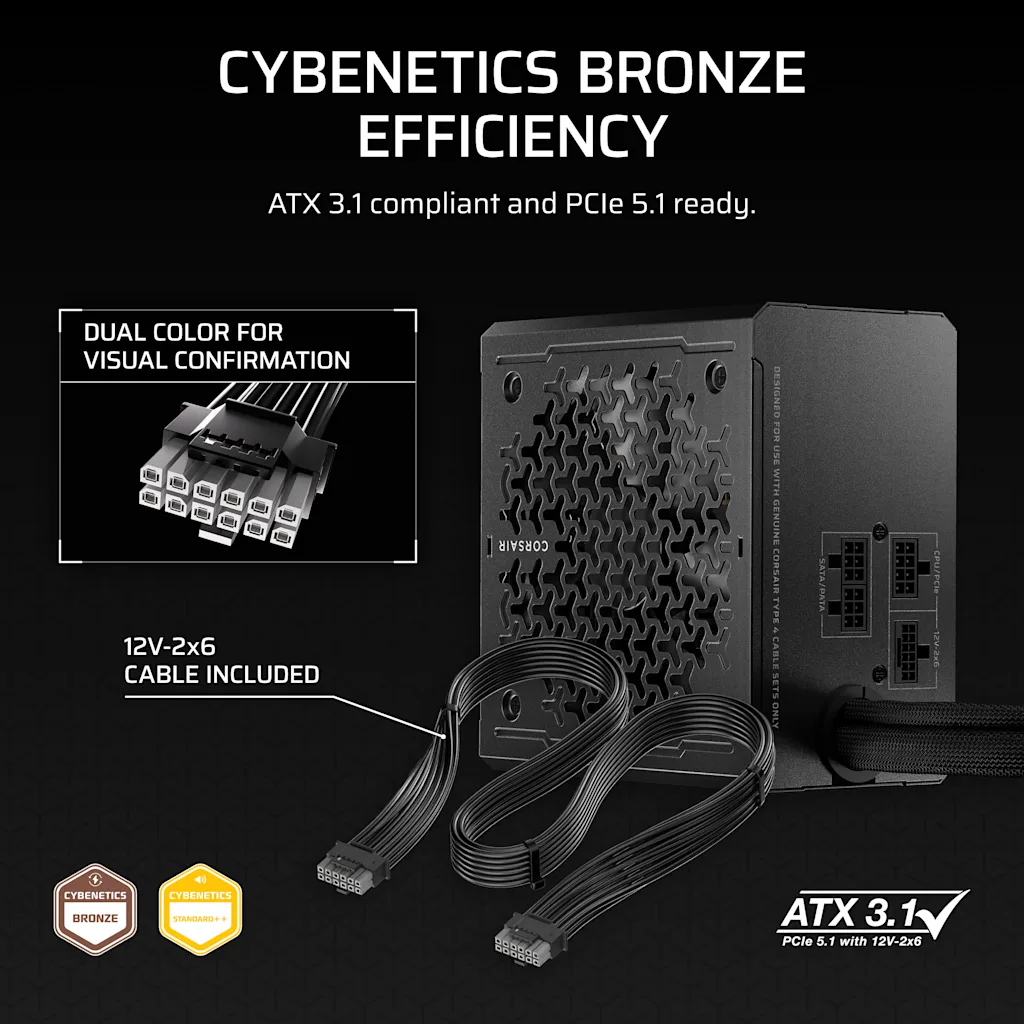CX-M Series CX650M ATX 3.1 Cybenetics Bronze Semi-Modular PSU
