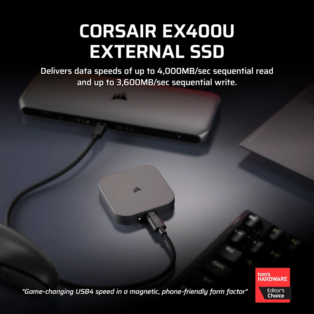CORSAIR（コルセア）の「EX400U ポータブルSSD」 EX400U 1TB USB4 External SSD