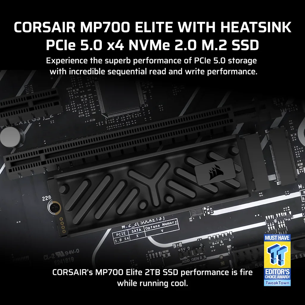 MP700 ELITE with Heatsink 1TB PCIe 5.0 (Gen 5) x4 NVMe M.2 SSD