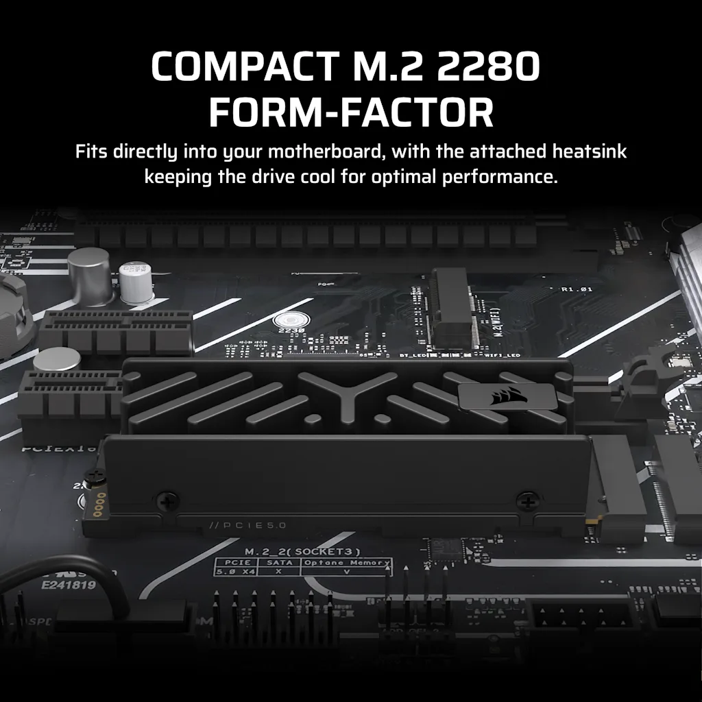 Corsair MP700 ELITE with Heatsink 1TB PCIe 5.0 (Gen 5) x4 NVMe M.2 SSD thumbnail 6