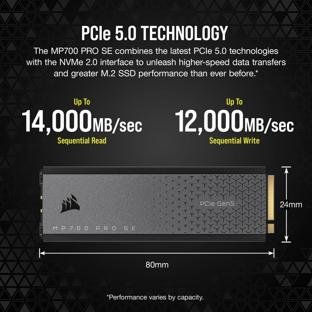 Corsair MP700 PRO SE with Air Cooler 2TB PCIe 5.0 x4 NVMe M.2 SSD thumbnail 4