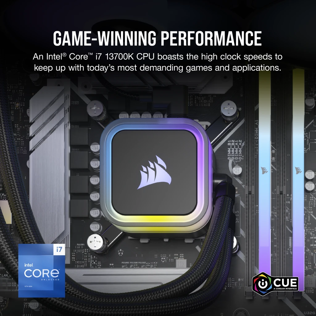 CORSAIR VENGEANCE i7400 Gaming PC: Intel Core i7-13700K, NVIDIA RTX 4070,  32GB DDR5 5600 MTs Memory, 1TB NVMe SSD