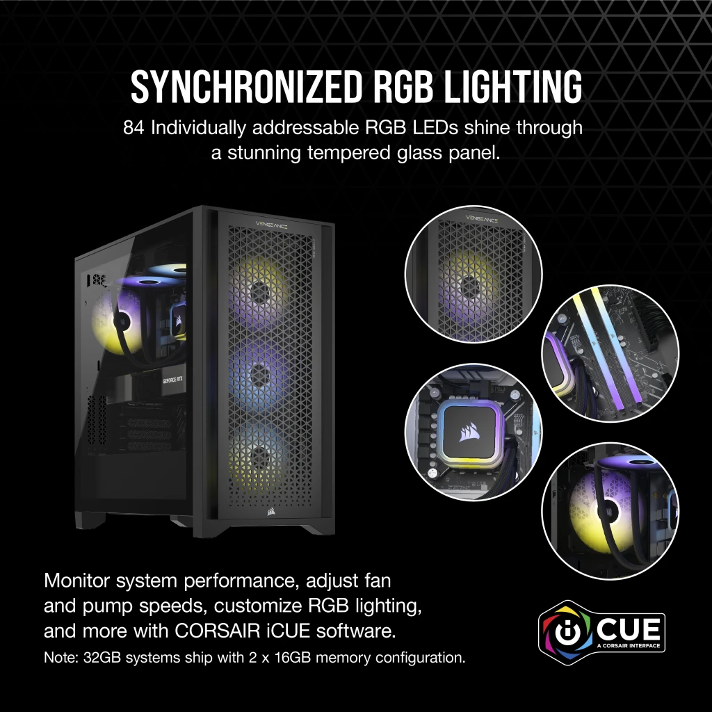 VENGEANCE i7400 Gaming PC, i7-13700KF, RTX 4080 FE, 1TB M.2, 32GB