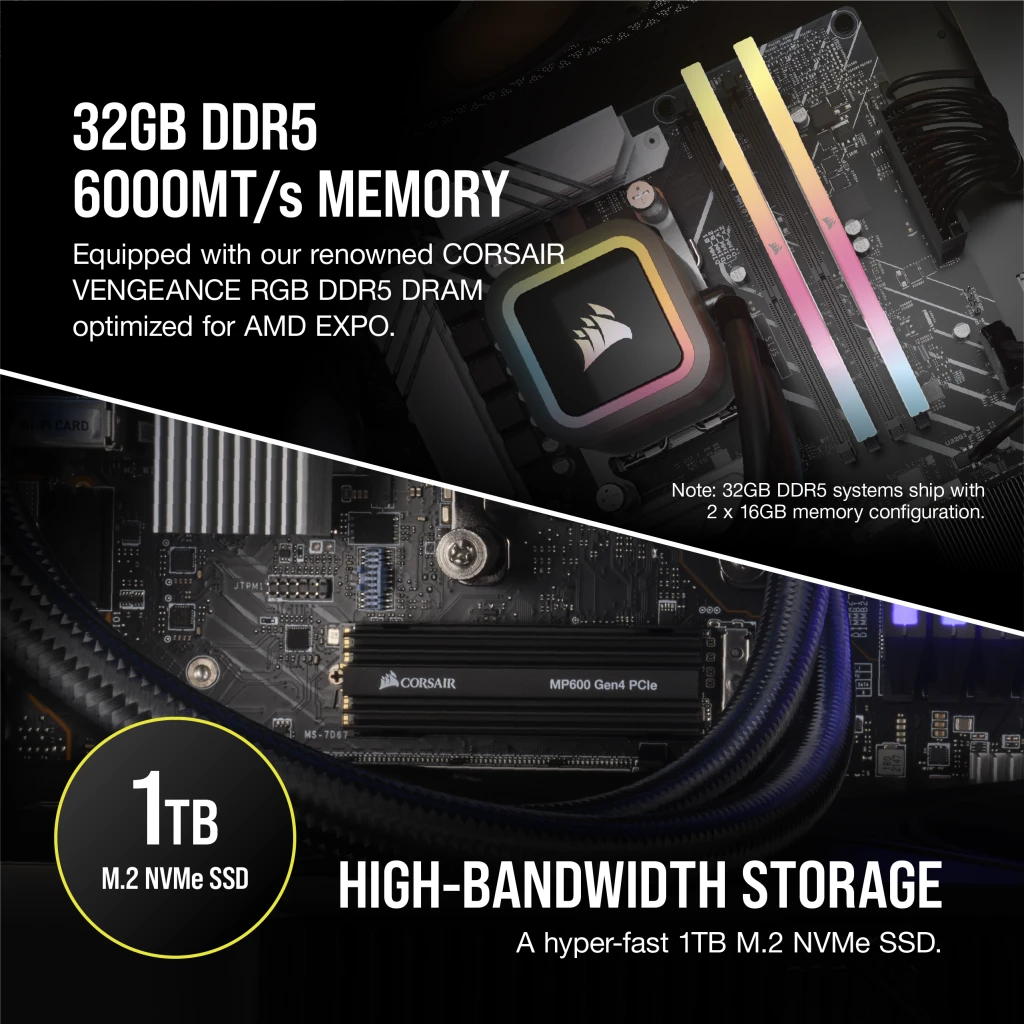 VENGEANCE a7400 Gaming PC: AMD Ryzen 5 9600X, GeForce RTX 4060 Ti