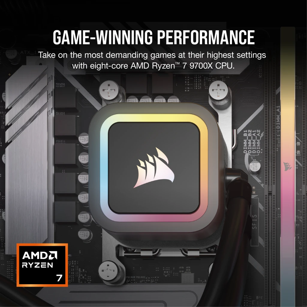 VENGEANCE a7400 Gaming PC: AMD Ryzen 7 9700X, GeForce RTX 4070