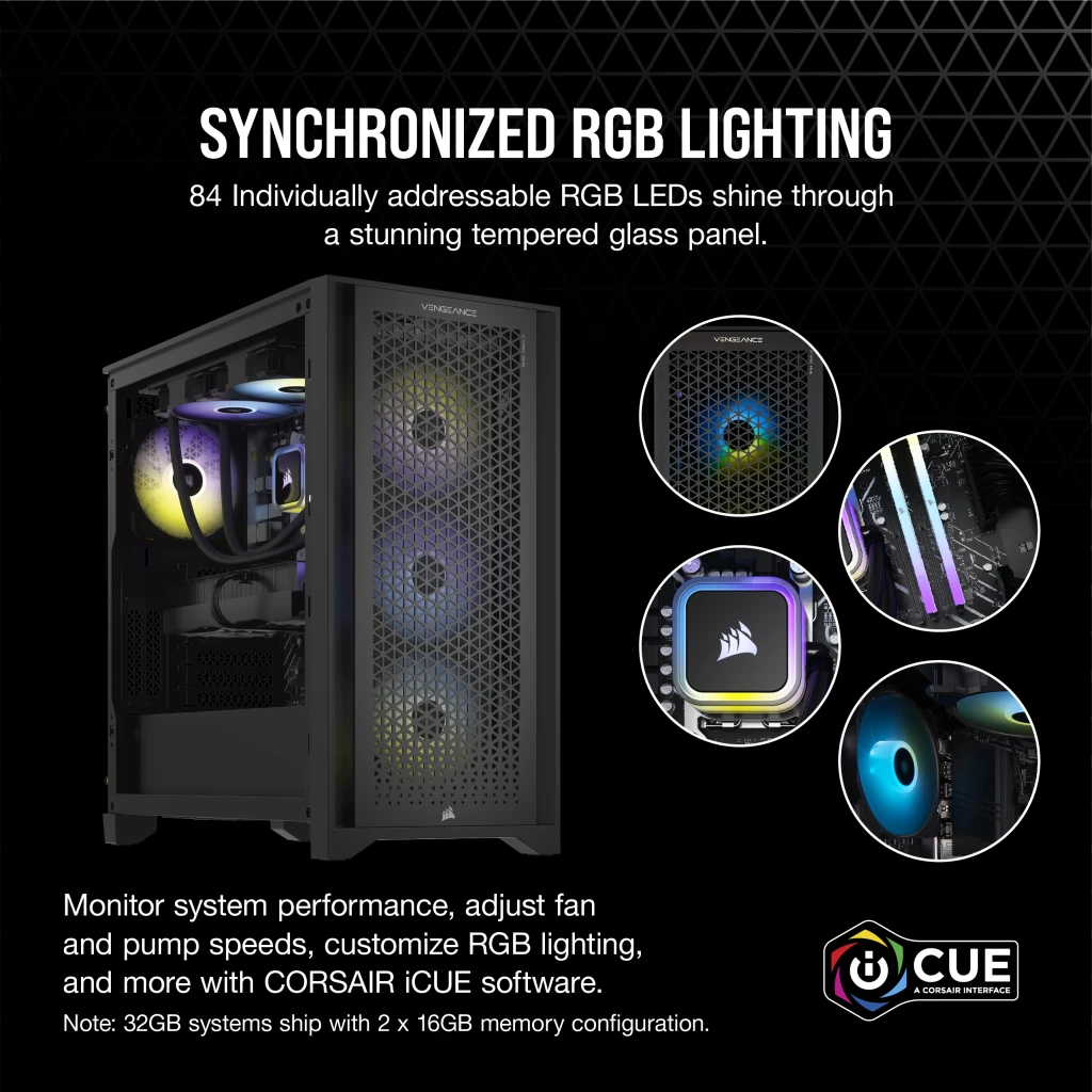 VENGEANCE a7400 Gaming PC: AMD Ryzen 7 9700X, GeForce RTX 4070 Ti