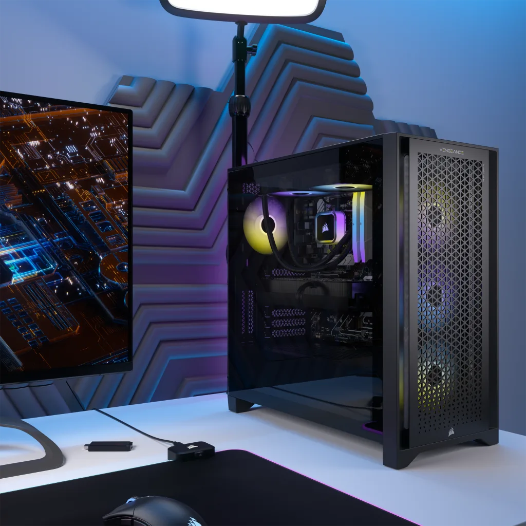 VENGEANCE a7400 Gaming PC: AMD Ryzen 7 9700X, GeForce RTX 4070 Ti